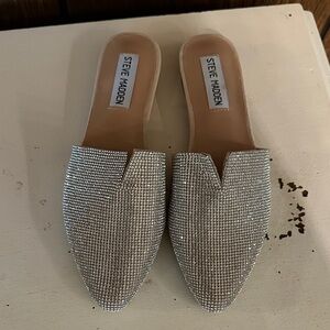 Steve Madden Sparkling Silver Mules